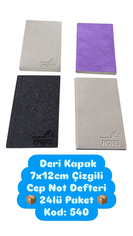 7X12 DERİ KAPAK CEP NOT DEFTERİ / 24LÜ PAKET